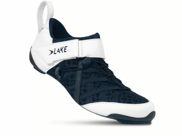 Lake TX224 triathlon shoe in white-black with carbon sole and speed-lace system