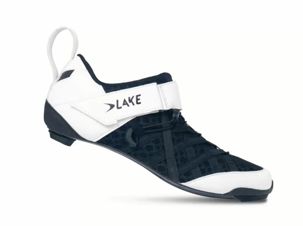 Lake TX224 triathlon shoe in white-black with carbon sole and speed-lace system